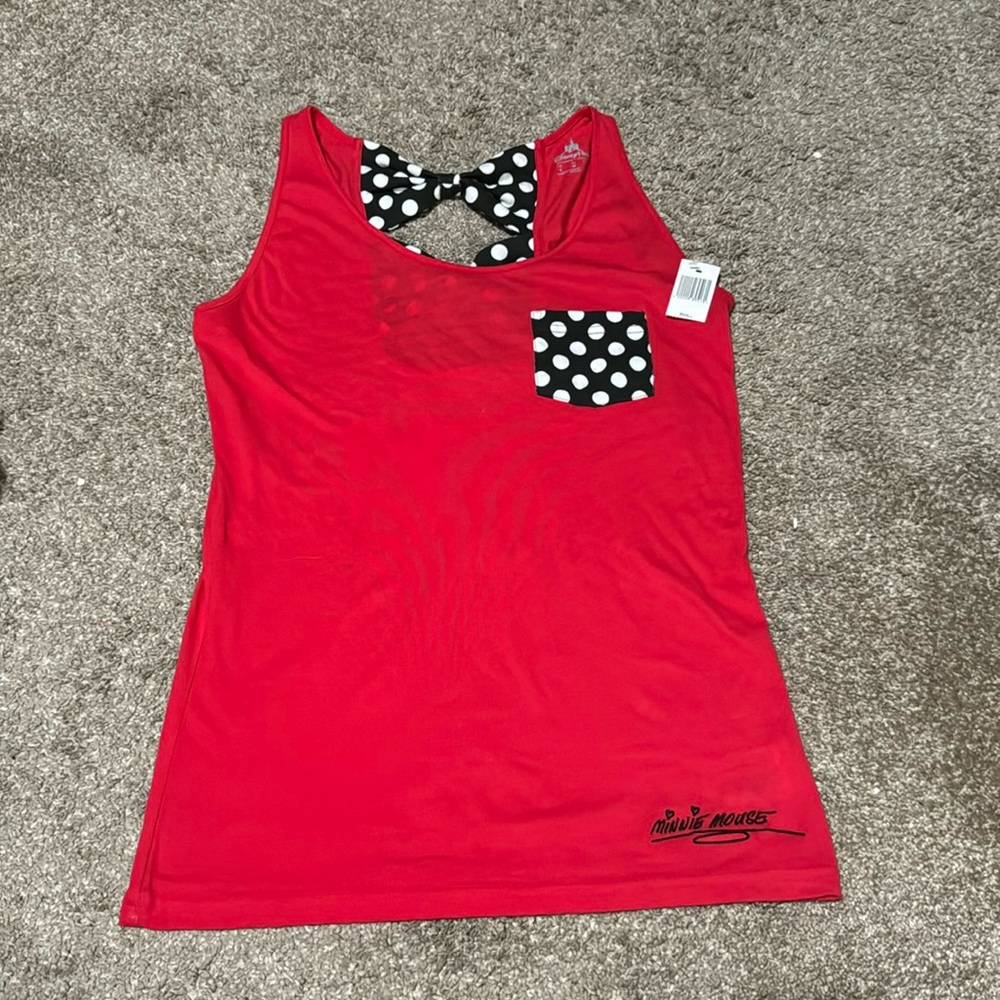NWT Official Disney Parks Minnie Mouse Tank Top with Bow Detail